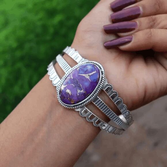 Western Boho Turquoise Cuff Bracelet - Picture 4 of 4